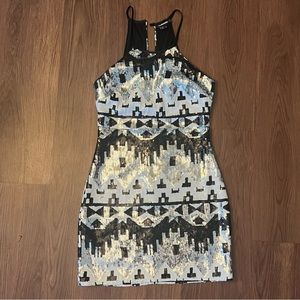 Black white and silver sequin dress, worn once